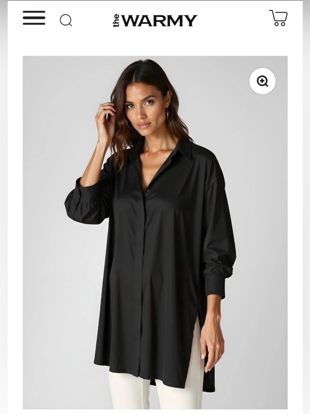 The Warmy Oversized Lapel Shirt Dress Black Tunic Top Women’s Size M
